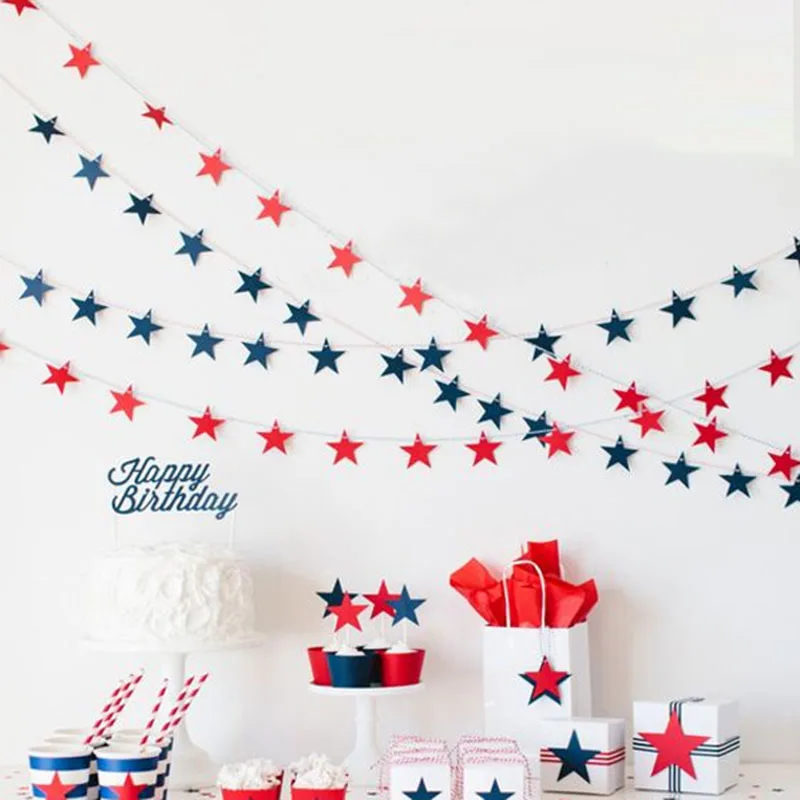 2 м модные бумажные Звездные гирлянды 5 см звезды Детская комната настенная цепная гирлянда День рождения Свадьба Вечеринка баннер домашний декор