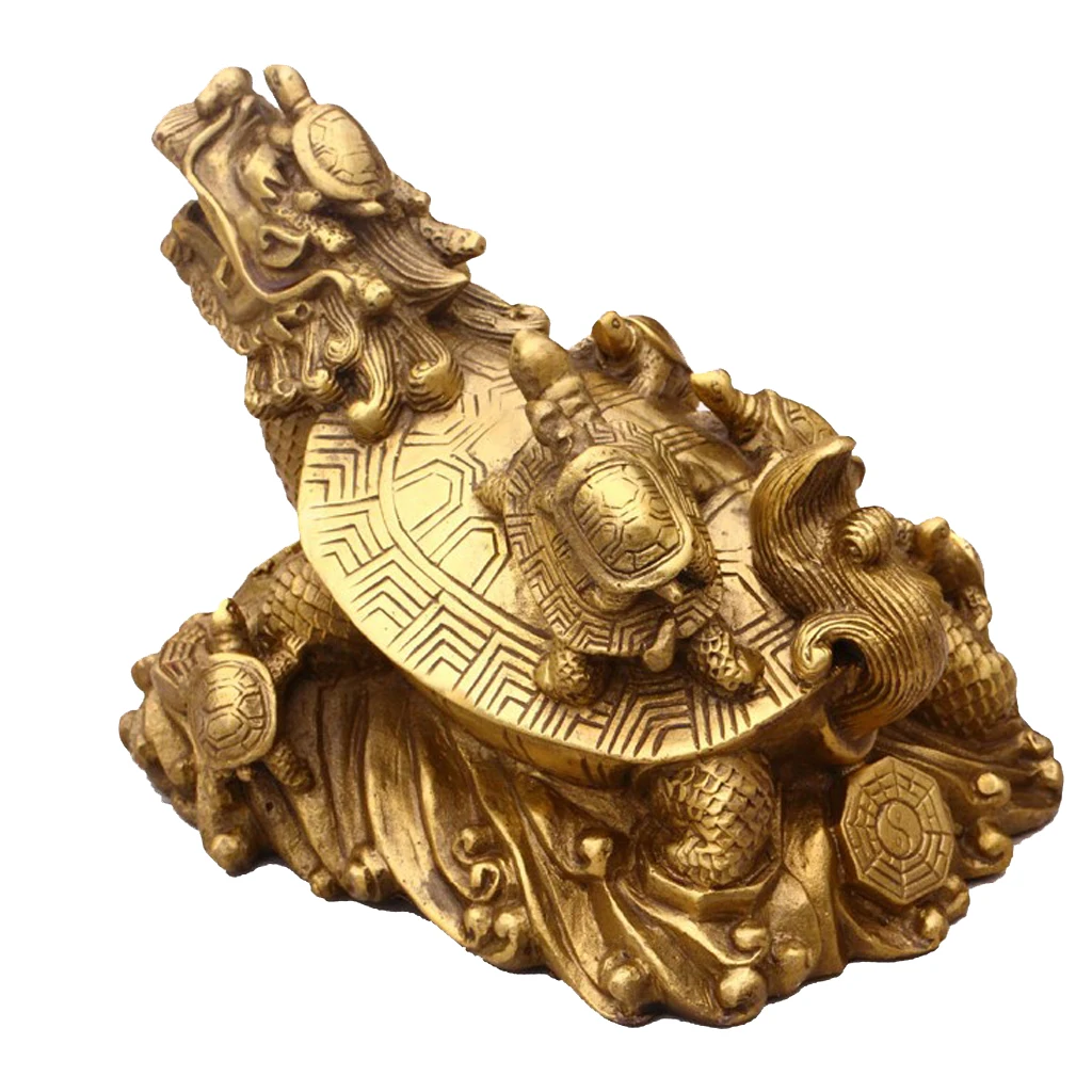 Housewarming Feng Shui Dragon Turtle Tortoise Statue Figurine Attaches Wealth Luck