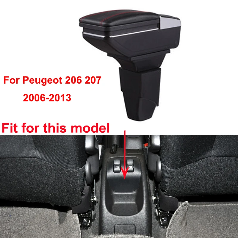 Для peugeot 207 206 2006-2013, автомобильный подлокотник, коробка для хранения, центральный магазин, коробка для хранения, автомобильный стиль, центральная консоль, товары для интерьера