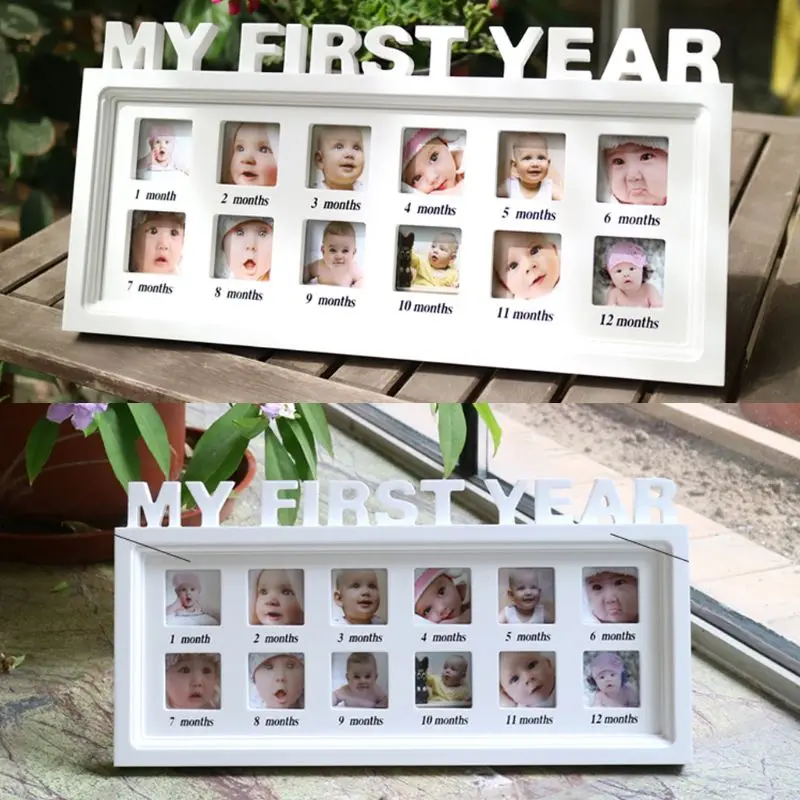 Affichage d'images à empreintes pour enfants | Bricolage créatif, cadre Photo en bois, Souvenirs de commémoration, mémoire en croissance, cadeau de réception-cadeaux pour bébé