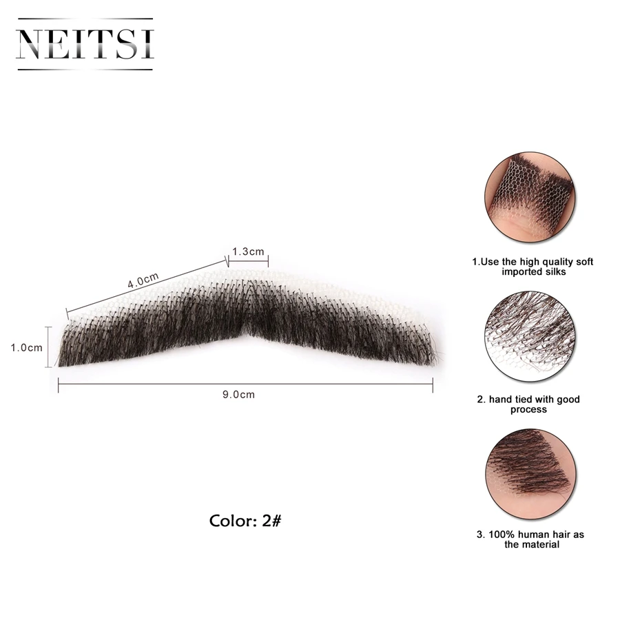 Neitsi Artesanal Barba Falsa 100% Cabelo Humano Falso Bigode Em747-hk 1 Pçs 8 Cheap Aplicador de sombra