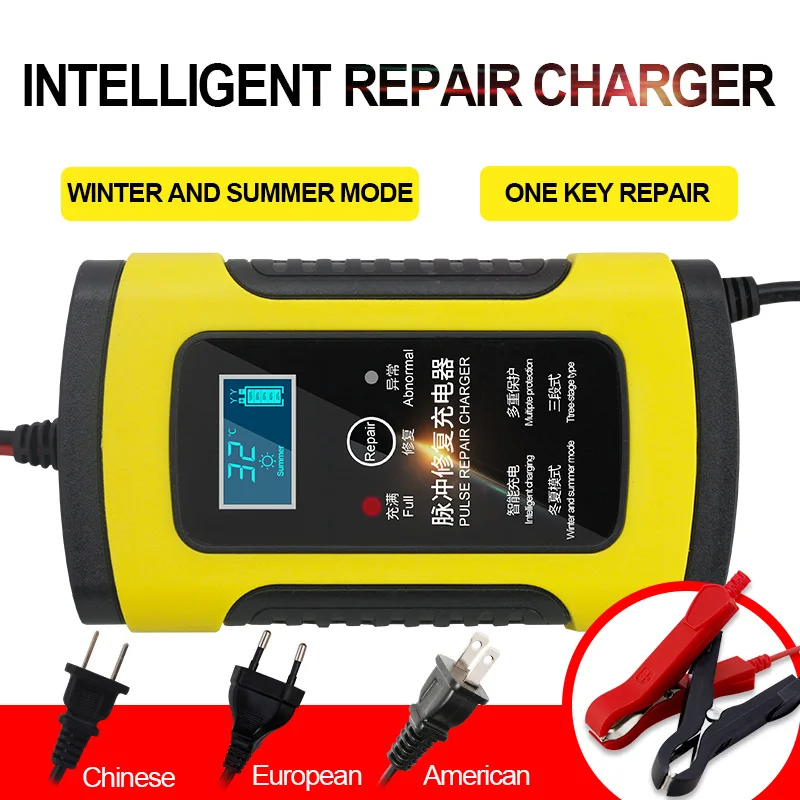 

Full Automatic Car Battery Charger 110V to 220V To 12V 6A Intelligent Fast Power Charging Wet Dry Lead Acid Digital LCD Display