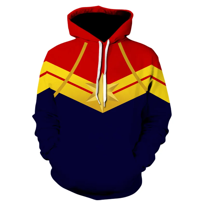 

3D Printed Captain Marvel Carol Danvers Ms Marvel Costumes Hoodies Sweatshirts Tracksuit Casual hooded Jacket clothing