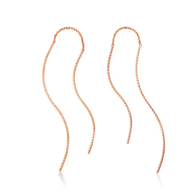 

Top Quality Simple Spiral Ear Line Rose Gold Color Fashion Earrings For Women 18K Gold AU750 Jewelry Wholesale