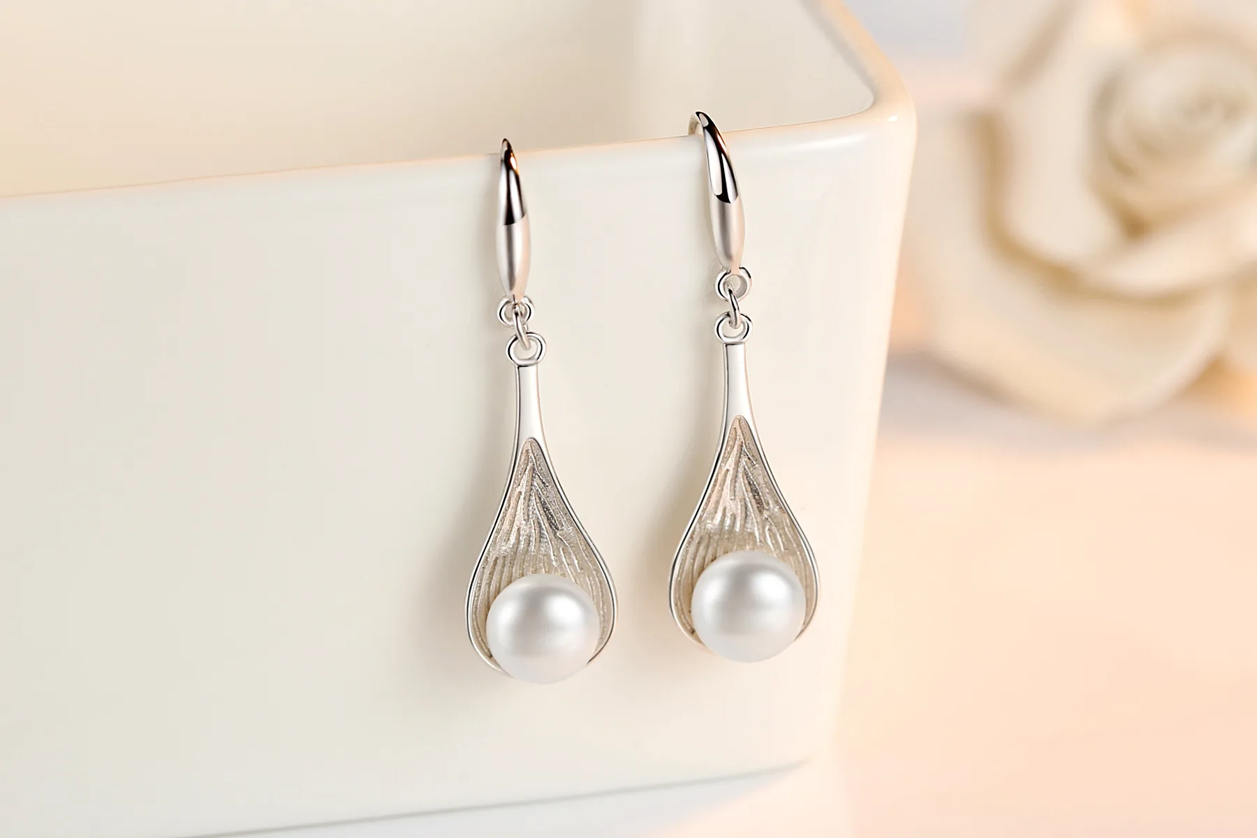 Classic 925 sterling silver Pearl Stud Earring Sweet Earrings For Women Prom korea Jewelry kolczyki oorbellen pendientes