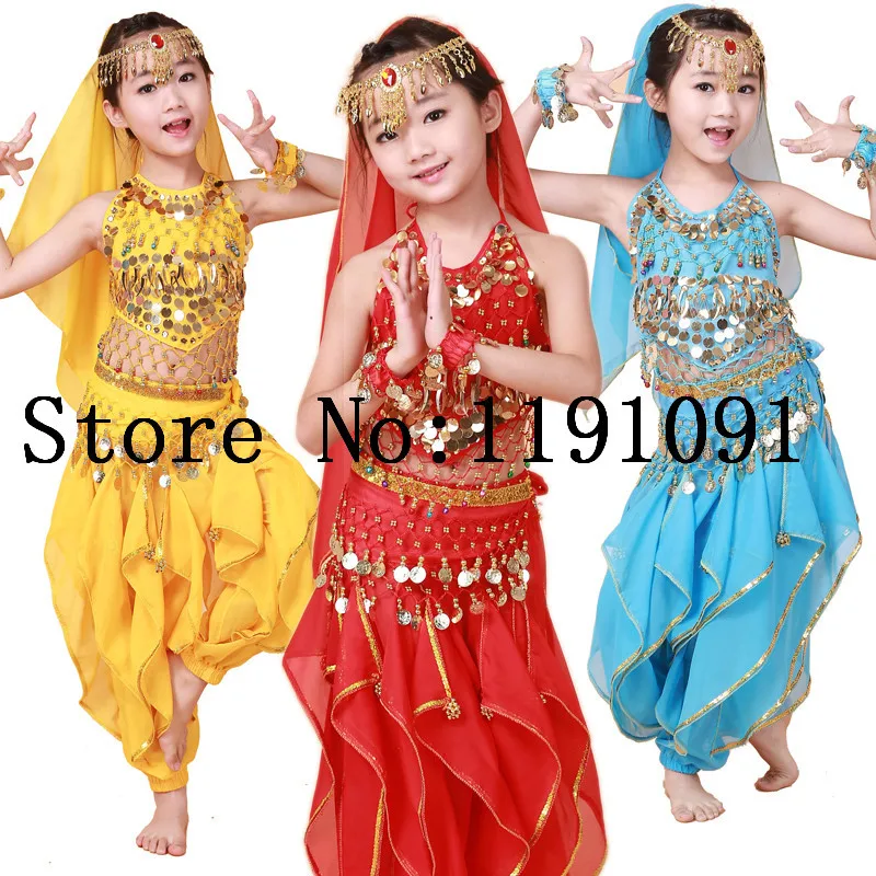 Child belly dance set dance clothes dance india performance wear 3pcs