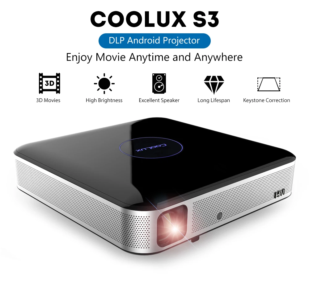 COOLUX S3 Pro DLP проектор 3D Bluetooth 1100 ANSI 1280x800 P Поддержка 4K 2,4/5 ГГц WiFi Bluetooth 4,0 плеер для домашнего кинотеатра