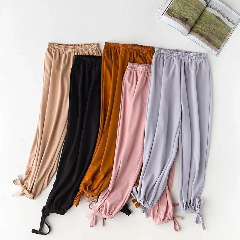 

2019 New Wide Leg Pants Korean Version Of the Wild Nine Pants Loose Wide Leg Pants Female Summer High Waist Pants