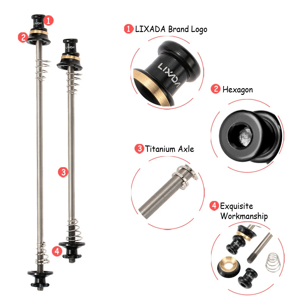 Lixada 2 шт. сверхлегкие велосипедные шампуры быстросъемные титановые оси QR Шашлык Горная дорога велосипед Велоспорт MTB ступицы для колес