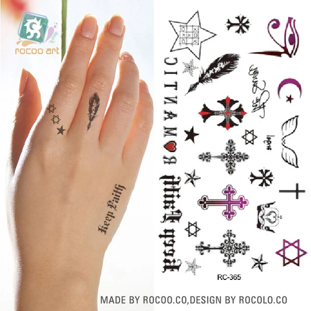 Small Cross Waterproof Temporary Tattoo Sticker On Finger Women