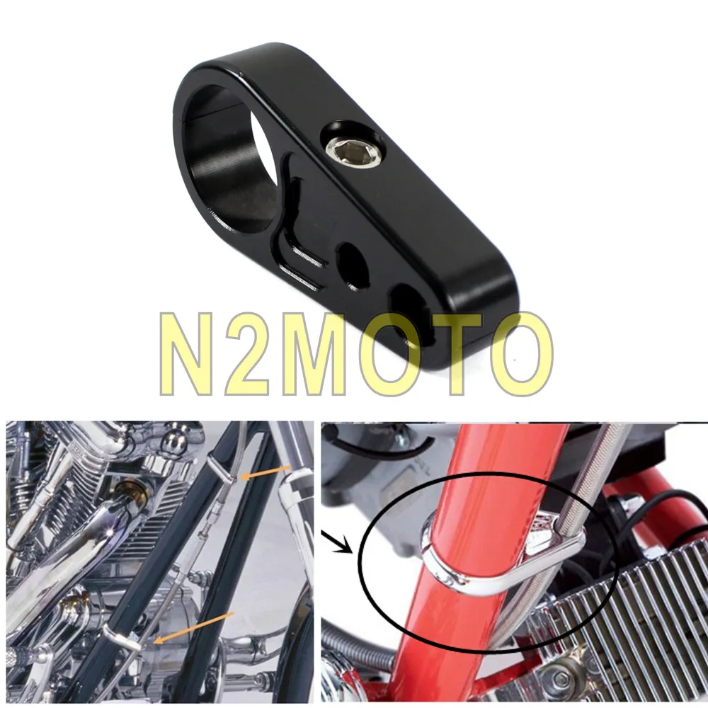 

1" 25mm 1-1/4" 32mm Motorcycle Black Clutch Brake Throttle Cables Clamp Aluminum Wire Holder Clamp Clip for Harley Cafe Racer