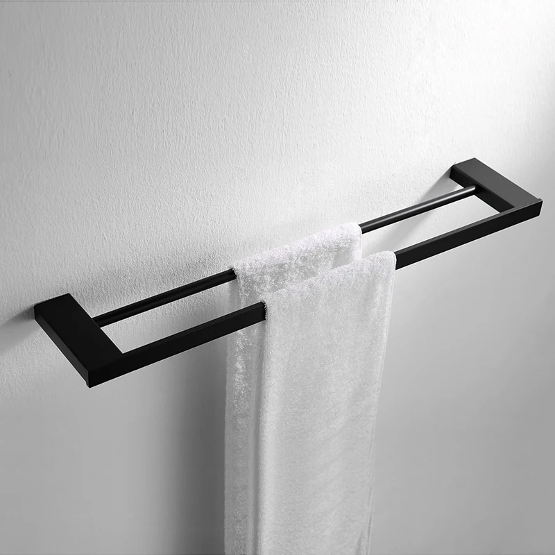 

304 Stainless Steel Bath Product Bathroom Accessories 50cm 60cm Towel Holder Simple Modern Lacquered Black Towel Bar Wall Mouted