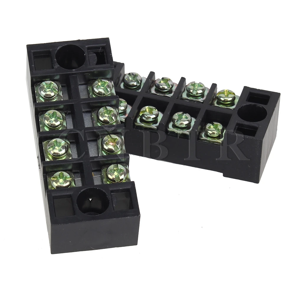 

CNBTR 10pcs 600V 15A Dual Row 4 Positions Screw Terminal Electric Barrier Strip Block