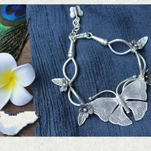Дизайн в тайском стиле ручной строка s990 чистого серебра серебряный браслет с бабочкой отправить их девочка, Ретро стиль