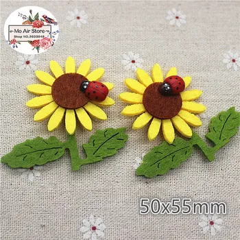 

5CM 10pcs Non-woven patches sunflower ladybird two-double Felt Appliques for clothes Sewing Supplies diy craft ornament