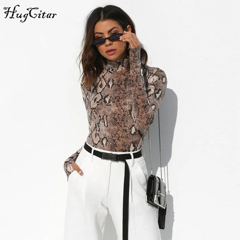 Hugcitar عالية الرقبة طويلة الأكمام مثير bodycon الثعبان ارتداءها 2018 الخريف الشتاء المرأة الأزياء الجسم Hugcitar عالية الرقبة طويلة الأكمام مثير bodycon الثعبان ارتداءها 2018 الخريف الشتاء المرأة الأزياء الجسم