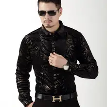 Мужская Повседневная зимняя высококачественная шелковая флисовая плотная рубашка с длинным рукавом рубашки с цветочным принтом мужские тонкие теплые мягкие бархатные