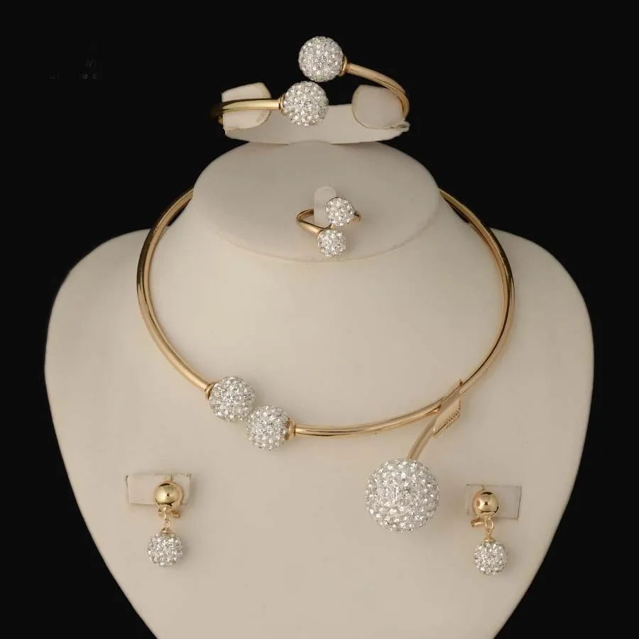 Günstig 2016 HEIßER dubai Gefüllt Frauen Partei Schmuck Set Frauen Hochzeit Halskette Armband Ohrring Ring Afrikanische Perlen Schmuck Set