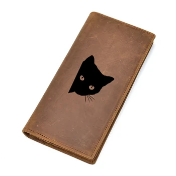 

Cartoon Cat Men's Wallet Classic Long Design Vintage Purses RFID Protection Card Holders Multi Functional Leather Wallets Male