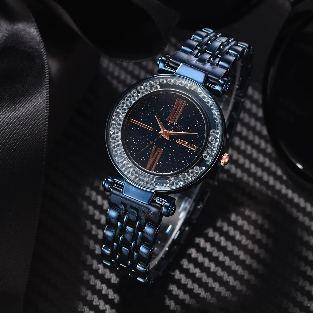 

Luxury ladies watch magnet stainless steel mesh with starry fashion female shining quartz watch relogio feminin
