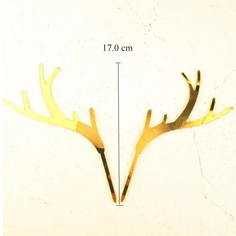 Рождество акриловые рога торт украшение для рождественской вечеринки украшения торта украшения день рождения торт Топпер Baby Shower Babyshower - Цвет: Design 1 gold