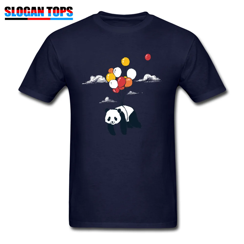Men Cute Printed On Tees Round Neck Summer Fall 100% Cotton T-shirts Printed On Short Sleeve Flying Panda Tops Tees Flying Panda navy