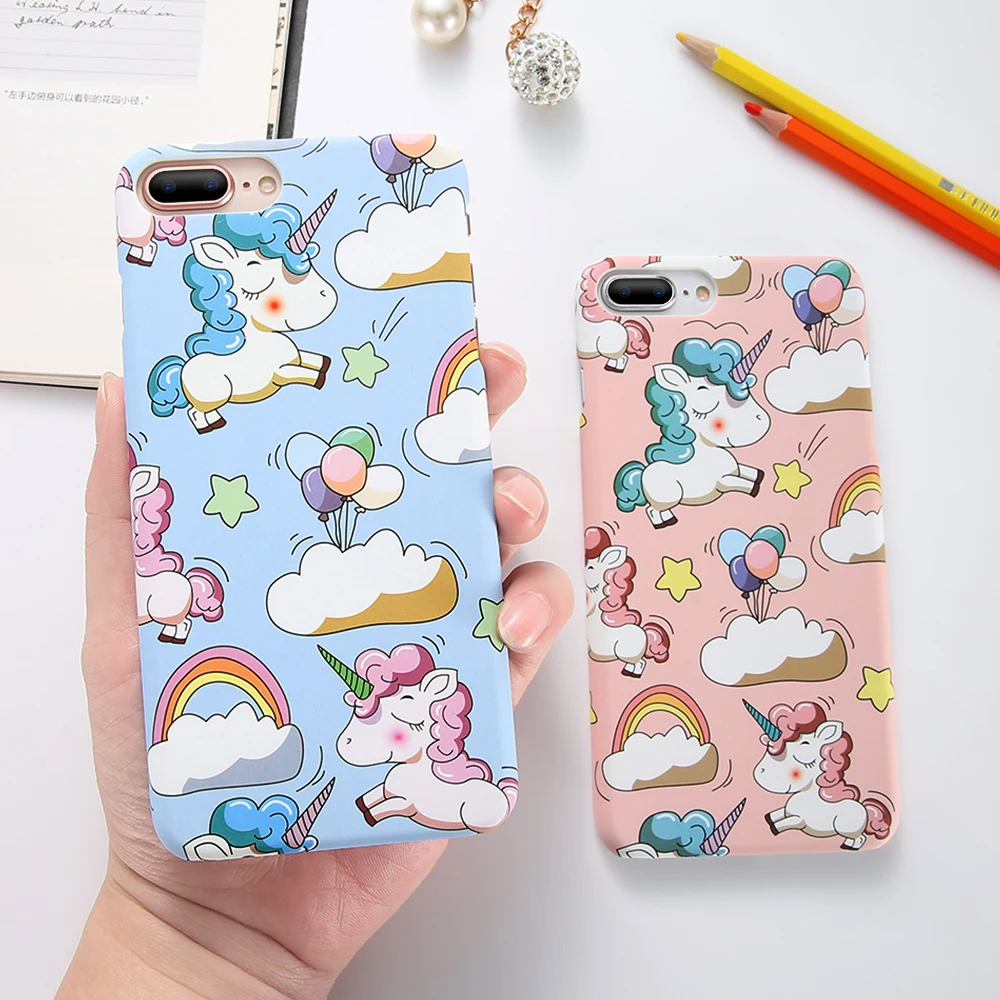 Unicorn PC Phone Case For iPhone XS Max XR X Cute Cartoon Case For