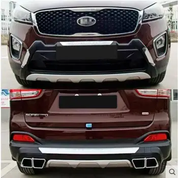 

High Quality ABS CHROME PAINT CAR FRONT+REAR BUMPERS PROTECTOR GUARD SKID PLATE FOR KIA Sorento 2015 2016 2017 2018