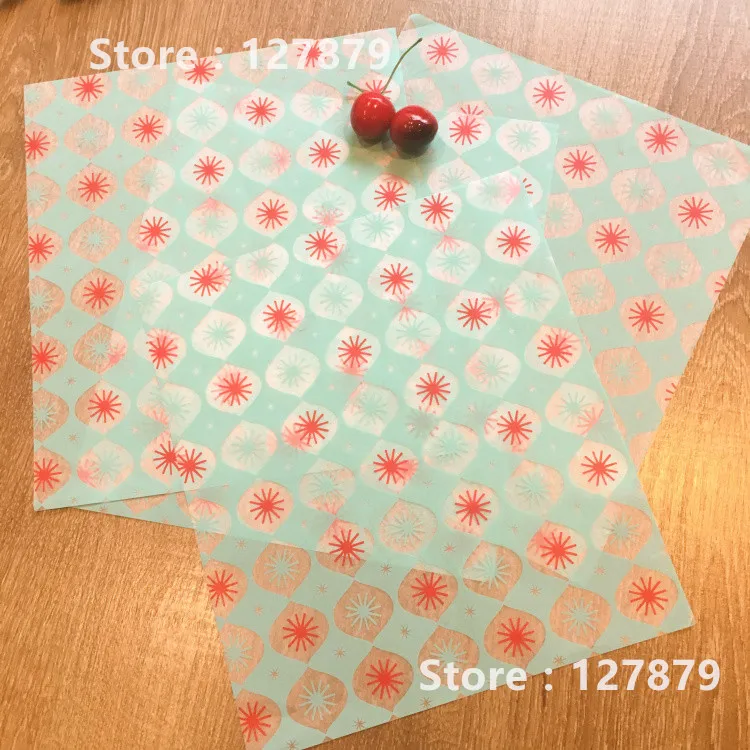 

200Pcs Wax Paper Food Wrapping Paper 22*25cm Flowers Baking Paper Soap Packaging Paper Food Sandwich Sheets Party Event Supplie