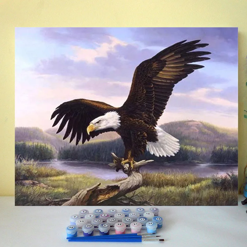 Diy картина маслом по номерам Летающий орел, воздушный тиран, Раптор, свирепый и верный, Плотоядный, птица, офис, фэн-шуй - Цвет: 100101