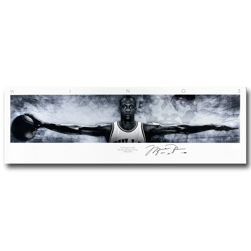 

NICOLESHENTING Michael Jordan Wings Art Silk Fabric Poster Huge Canvas Print 13x44 20x68inch Basketball Picture Home Wall Decor