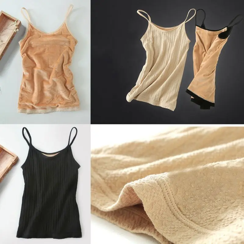 Women Winter Warm Thickened Plush Tank Top Spaghetti Straps V-Neck Slim Bottoming Vest Geometric Braided Camisole Shirt Women Winter Warm Thickened Plush Tank Top Spaghetti Straps V-Neck Slim Bottoming Vest Geometric Braided Camisole Shirt