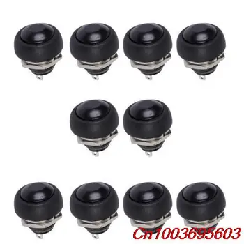 

YOCOMYLY (TM) 10Pcs Black Mini Round Toggle Switch 12mm Momentary Push button Switch Sales