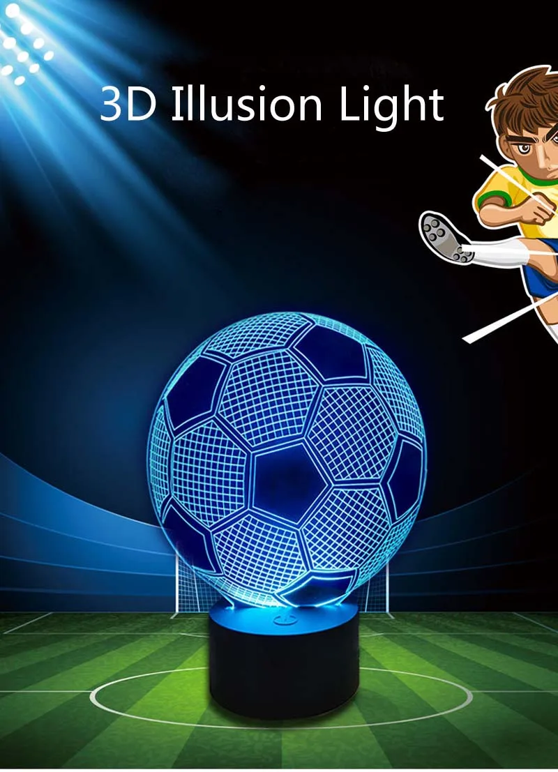 Touch switch 3D Visual Lights LED Football light Cap Helmet 7 color changing USB table desk Lamp Illusion Lamp Night Light  (1)