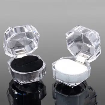 

Elegant Portable Acrylic Transparent Rings Earring Display Box Wedding Jewelry Package Box Gift Wholesale