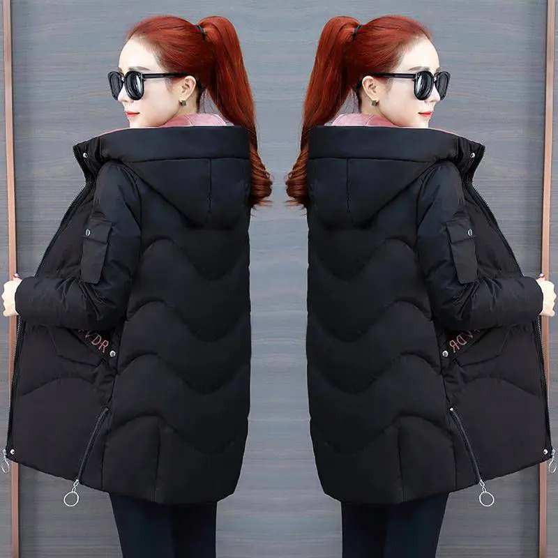 Новая женская теплая хлопковая куртка на осень и зиму, Длинные хлопковые куртки с капюшоном, женские корейские свободные повседневные парки больших размеров 3XL