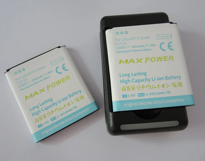 imágenes para Nuevo estilo de 2x3000 mah batería estándar de litio-ion + cargador de pared de viaje para samsung galaxy k s5 zoom c1116 c1158 teléfono móvil imágenes para Nuevo estilo de 2x3000 mah batería estándar de litio-ion + cargador de pared de viaje para samsung galaxy k s5 zoom c1116 c1158 teléfono móvil