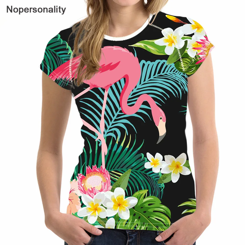 Nopersonality Funny Pretty Flamingo T shirt for Women Print Ladies