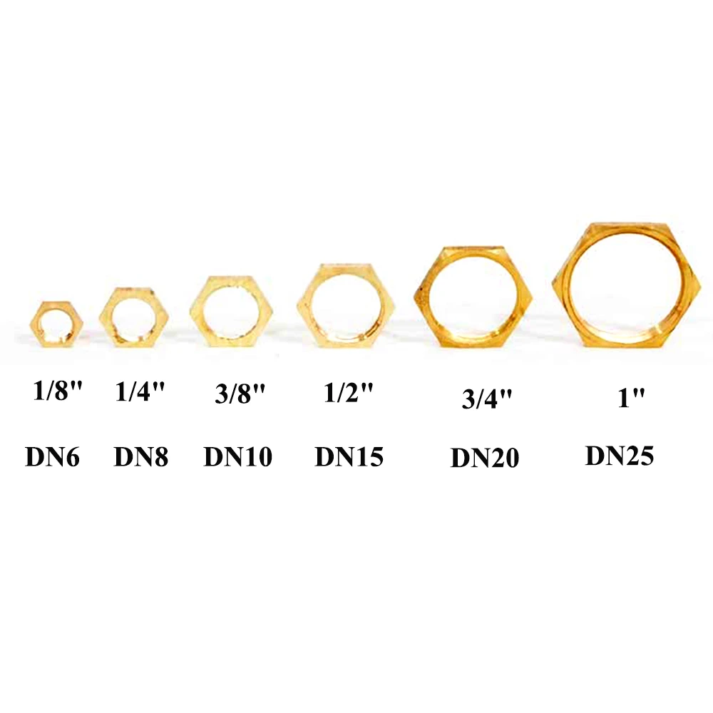 

1PC 1/8" 1/4" 3/8" 1/2" 3/4" BSP Female Thread Hexagonal Fastening Nuts Screw Cap Brass Pipe Fittings