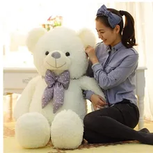 Прекрасный Бежевый медвежонок Тедди конфеты цвета мишки с пятнами лук Плюшевые игрушки куклы подарок на день рождения около 100 см