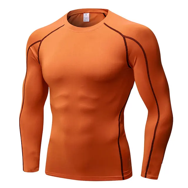 Mens Long Sleeve Elastic Sports Tops Fitness Running Training Quick Dry SPSYL0017 in TShirts