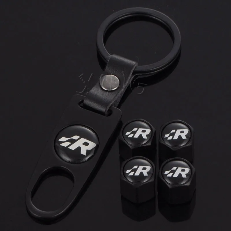Car Tire Valve Cap Tyre Air Stems Caps Auto Dustproof Cover For Volkswagen VW GR SR R Racing Golf 4 5 6 MK7 GTI Touareg Emblem