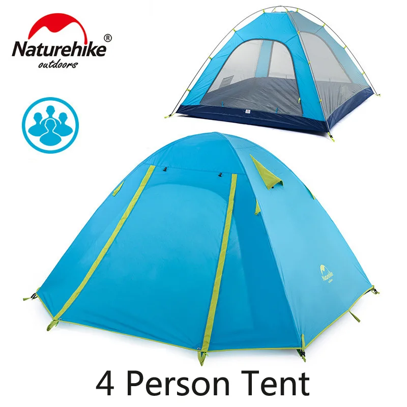 Naturehike 2 3 человек палатка для отдыха на природе 3 сезона двухслойная Водонепроницаемая туристическая палатка 4 человека туристические палатки - Цвет: Dark Blue 4P
