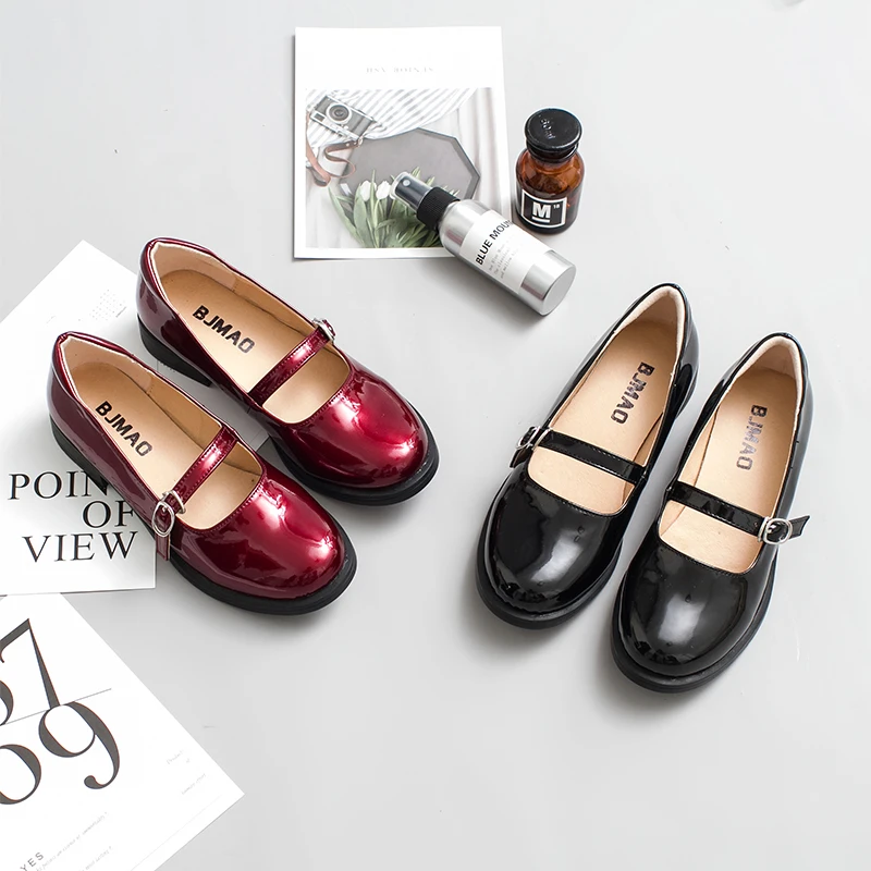 

2018 New Japanese Style Vintage College Student Shoes Girls Cute Cosplay Lolita Shoes JK Uniform Shoes Size 35-40