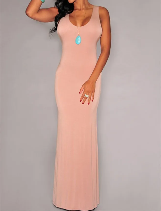 Turquoise Cage Back Sleeveless Maxi Dress | Женская одежда