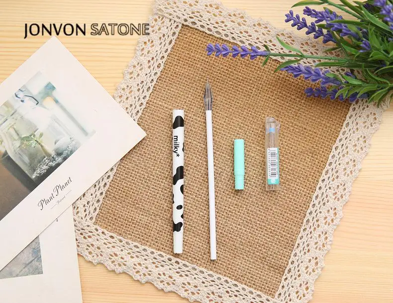 Jonvon Satone Creative Stationery Milky Cow 12 Color Diamond Pen Gel Korean Cartoon Stationery Wholesale Kawaii School Supplies