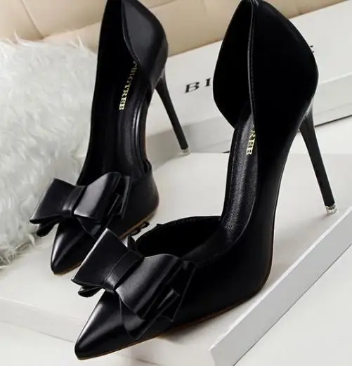 

2018 new spring and autumn fashion women's sexy high heel wedding shoes pointed bow high heel women's shoes.