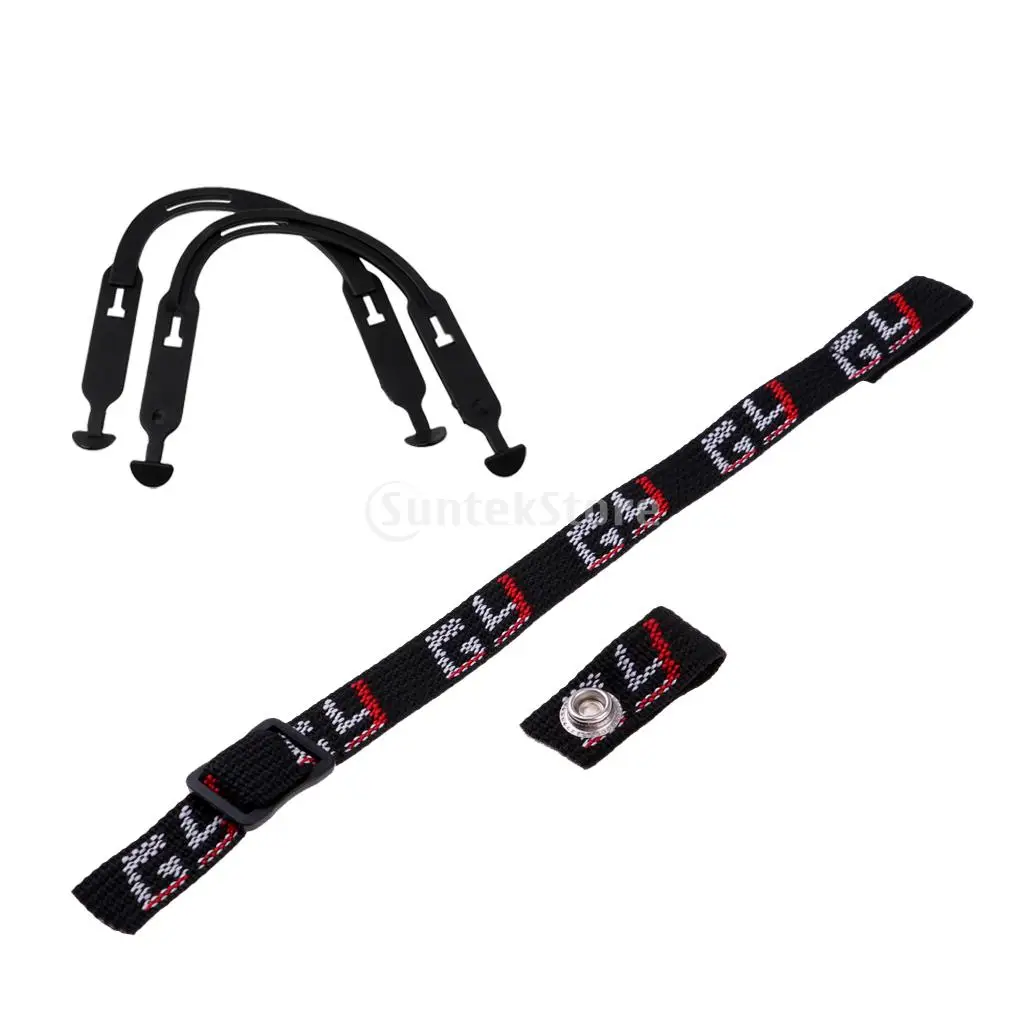 Durable Nylon Webbing Sling Loop Replacement Chin Strap and Ear Loops Set Ear Hanger for Hockey Helmets Black