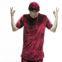 2018 high quality fashion velvet loose tshirt men hip hop summer Arc hem Extended short sleeve