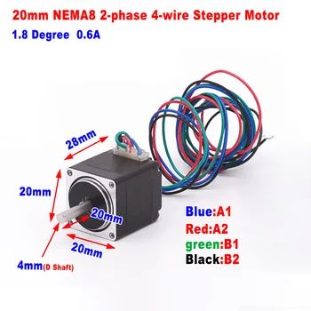 

1.8 Degree 0.6A Mini Nema 8 20mm 2-Phase 4-Wire Precision Hybrid Stepper Motor DIY Robot CNC 3D Printer